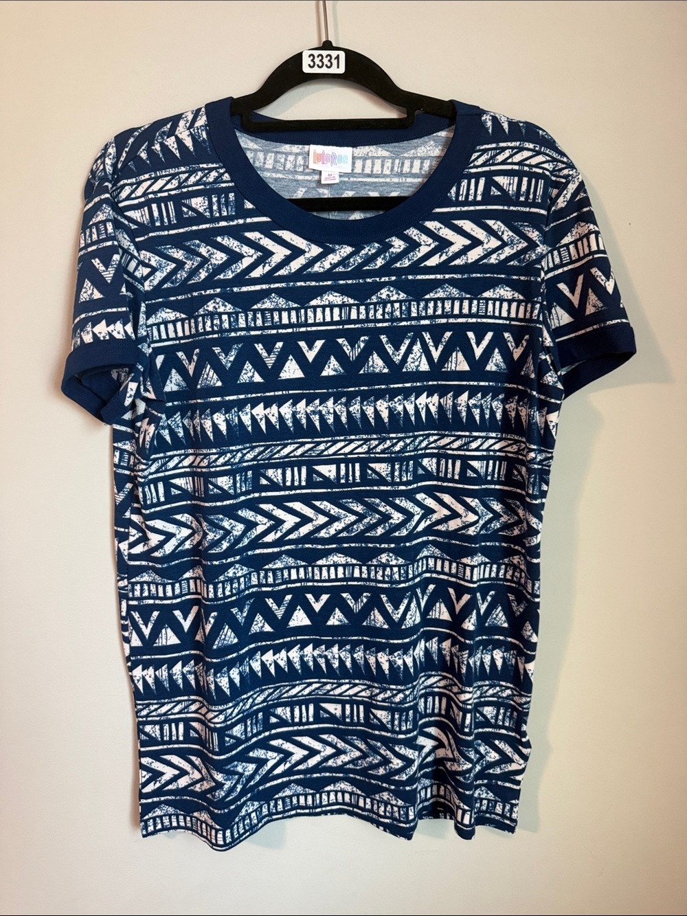 LuLaRoe Navy and White Tribal Print Short Sleeve Tee